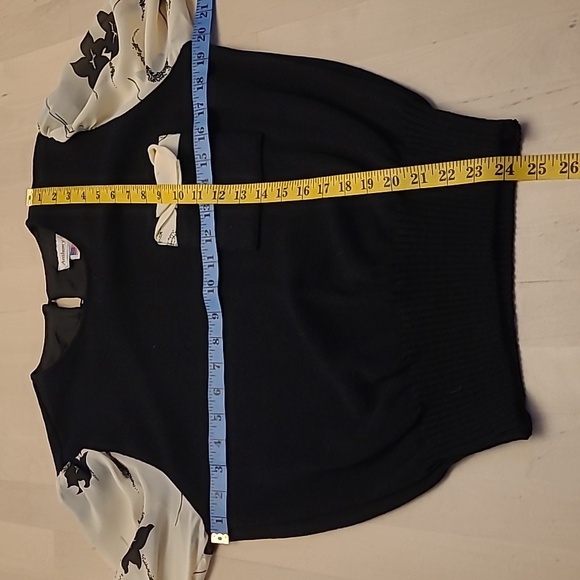 NWOT VTG 1970s Anthony Sicari Black and White Sheer Sleeved Sweater - Picture 4 of 13